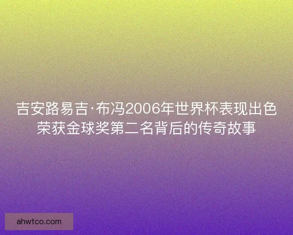 吉安路易吉·布冯2006年世界杯表现出色荣获金球奖第二名背后的传奇故事