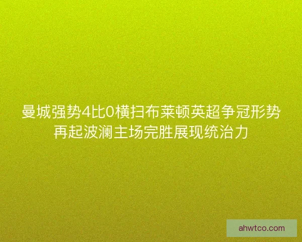 曼城强势4比0横扫布莱顿英超争冠形势再起波澜主场完胜展现统治力