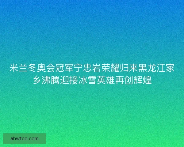 米兰冬奥会冠军宁忠岩荣耀归来黑龙江家乡沸腾迎接冰雪英雄再创辉煌